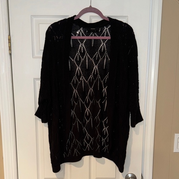 Forever 21 Sweaters - Forever 21 black crochet open cardigan